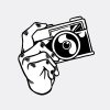 Analog camera outline sticker overlay design resource vector